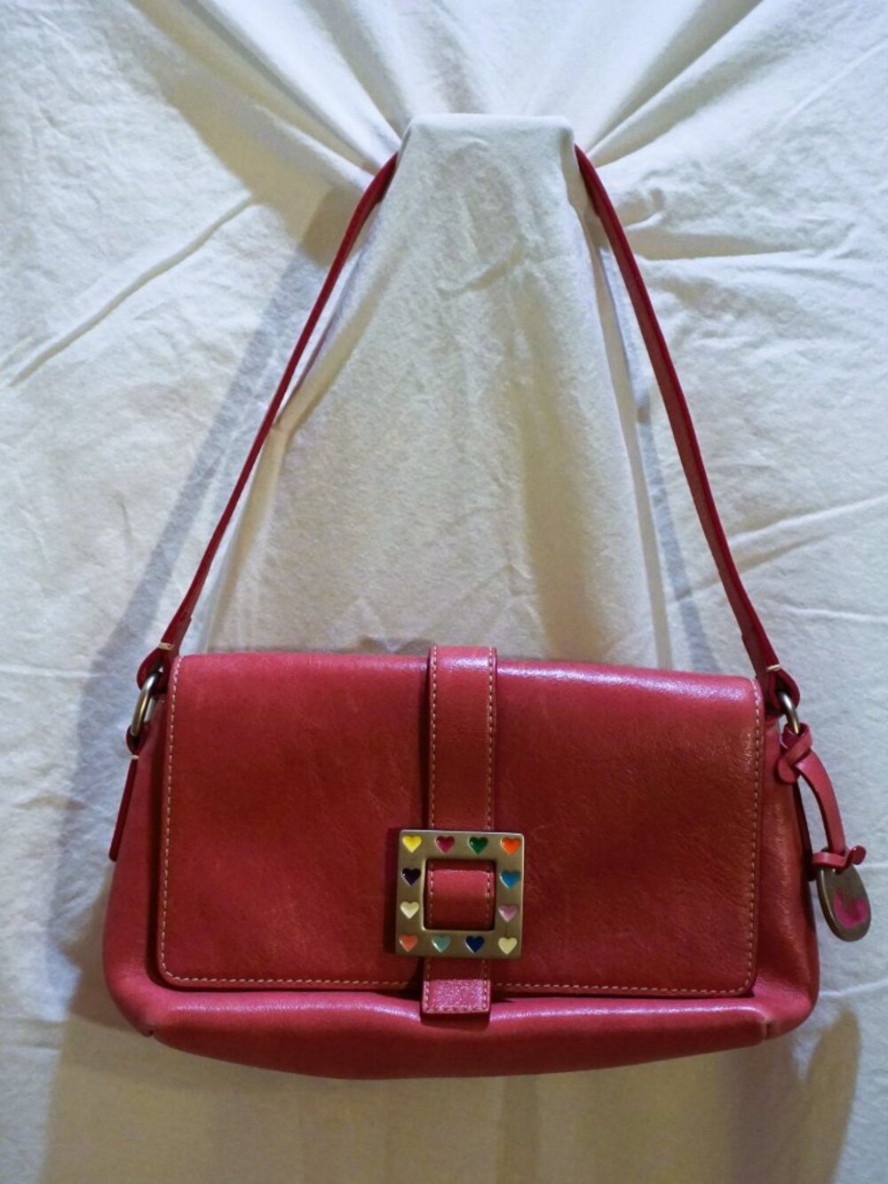 Vintage Dooney and Bourke Pink Leather Hearts Buckle Handbag